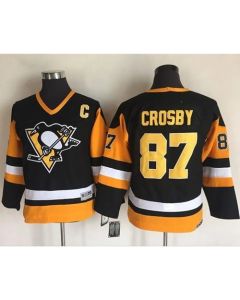 Penguins #87 Sidney Crosby Black Alternate CCM Throwback Stitched Youth NHL Jersey