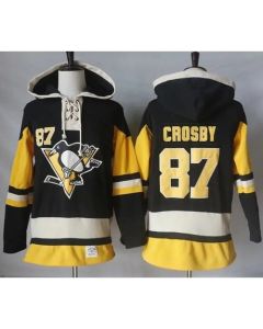 Penguins #87 Sidney Crosby Black Alternate Sawyer Hooded Sweatshirt Stitched NHL Jersey