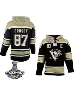 Penguins #87 Sidney Crosby Black Sawyer Hooded Sweatshirt 2016 Stanley Cup Champions Stitched NHL Jersey