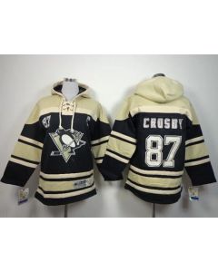 Penguins #87 Sidney Crosby Black Sawyer Hooded Sweatshirt Stitched Youth NHL Jersey