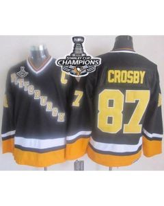 Penguins #87 Sidney Crosby Black/Yellow CCM Throwback 2016 Stanley Cup Champions Stitched NHL Jersey