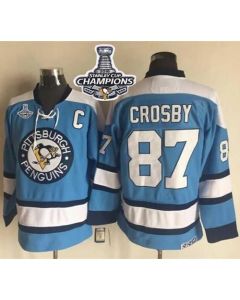 Penguins #87 Sidney Crosby Blue Alternate CCM Throwback 2016 Stanley Cup Champions Stitched NHL Jersey