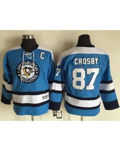 Penguins #87 Sidney Crosby Blue CCM Throwback Stitched Youth NHL Jersey