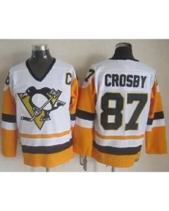 Penguins #87 Sidney Crosby White/Black CCM Throwback Stitched NHL Jersey