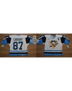 Penguins #87 Sidney Crosby White/Blue CCM Throwback 2016 Stanley Cup Champions Stitched NHL Jersey