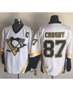 Penguins #87 Sidney Crosby White CCM Throwback Stitched NHL Jersey
