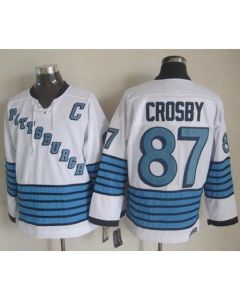 Penguins #87 Sidney Crosby White/Light Blue CCM Throwback Stitched NHL Jersey