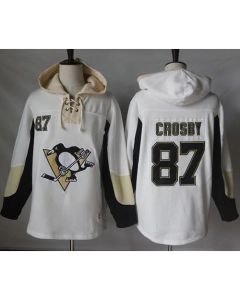Penguins #87 Sidney Crosby White Pullover Hoodie Stitched NHL Jersey