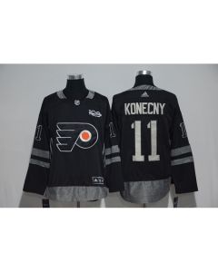 Philadelphia Flyers #11 Travis Konecny Black Men's 1917-2017 100th Anniversary Stitched NHL Jersey