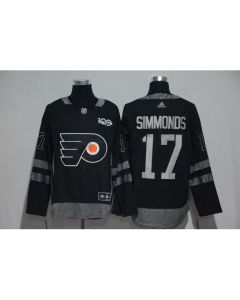 Philadelphia Flyers #17 Wayne Simmonds Black Men's 1917-2017 100th Anniversary Stitched NHL Jersey