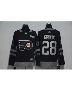 Philadelphia Flyers #28 Claude Giroux Black Men's 1917-2017 100th Anniversary Stitched NHL Jersey