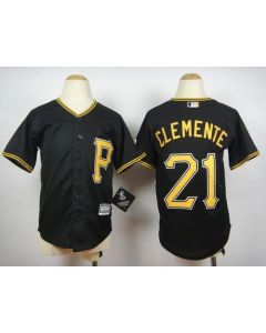 Pirates #21 Roberto Clemente Black Cool Base Stitched Youth MLB Jersey