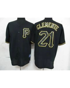 Pirates #21 Roberto Clemente Black Fashion Stitched MLB Jersey