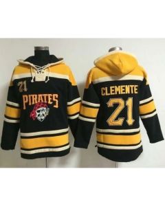 Pirates #21 Roberto Clemente Black Sawyer Hooded Sweatshirt MLB Hoodie