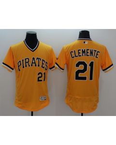 Pirates #21 Roberto Clemente Gold Flexbase Authentic Collection Cooperstown Stitched MLB Jersey