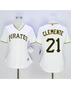 Pirates #21 Roberto Clemente White Women's Home Stitched MLB Jersey