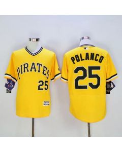 Pirates #25 Gregory Polanco Gold Flexbase Authentic Collection Stitched MLB Jersey