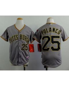 Pirates #25 Gregory Polanco Grey Cool Base Stitched Youth MLB Jersey