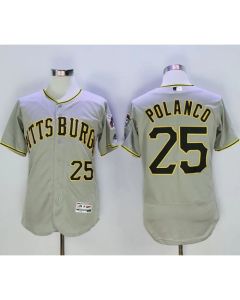 Pirates #25 Gregory Polanco Grey Flexbase Authentic Collection Stitched MLB Jersey