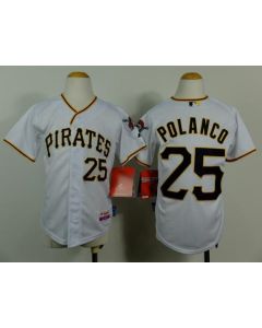Pirates #25 Gregory Polanco White Cool Base Stitched Youth MLB Jersey