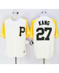 Pirates #27 Jung-ho Kang Cream/Gold Exclusive New Cool Base Stitched MLB Jersey