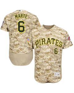 Pirates #6 Starling Marte Camo Flexbase Authentic Collection Stitched MLB Jersey