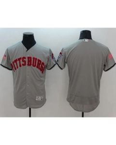 Pirates Blank Grey Fashion Stars & Stripes Flexbase Authentic Stitched MLB Jersey