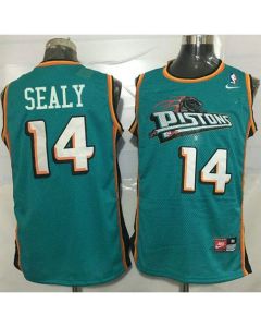 Pistons #14 Malik Sealy Green Throwback Stitched NBA Jersey