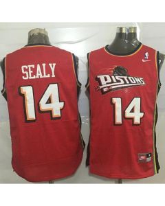 Pistons #14 Malik Sealy Red Throwback Stitched NBA Jersey
