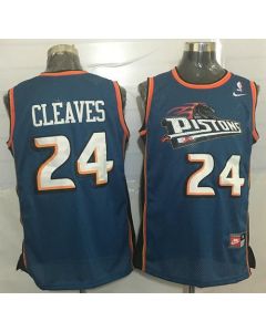 Pistons #24 Mateen Cleaves Blue Throwback Stitched NBA Jersey