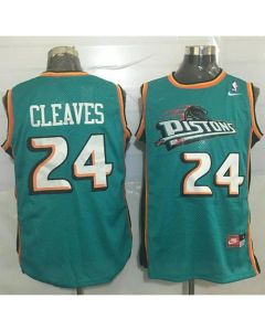 Pistons #24 Mateen Cleaves Green Throwback Stitched NBA Jersey