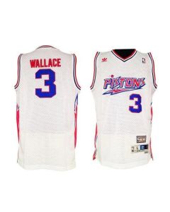 Pistons #3 Ben Wallace White Throwback Stitched NBA Jersey