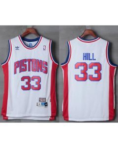 Pistons #33 Grant Hill White Hardwood Classics Stitched NBA Jersey