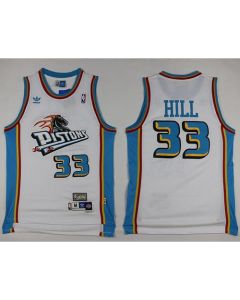 Pistons #33 Grant Hill White Throwback Stitched NBA Jersey