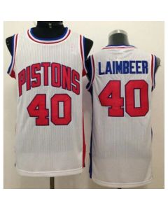 Pistons #40 Bill Laimbeer White Throwback Stitched NBA Jersey