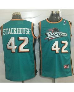 Pistons #42 Jerry Stackhouse Green Throwback Stitched NBA Jersey
