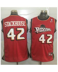 Pistons #42 Jerry Stackhouse Red Throwback Stitched NBA Jersey