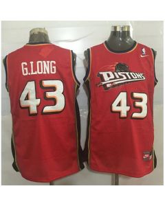 Pistons #43 Grant Long Red Throwback Stitched NBA Jersey
