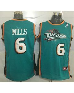 Pistons #6 Terry Mills Green Throwback Stitched NBA Jersey