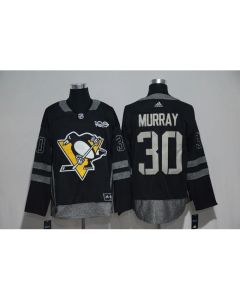 Pittsburgh Penguins #30 Matt Murray Black Men's 1917-2017 100th Anniversary Stitched NHL Jersey
