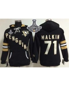 Pittsburgh Penguins #71 Evgeni Malkin Black 2016 Stanley Cup Champions Women's Old Time Heidi NHL Hoodie