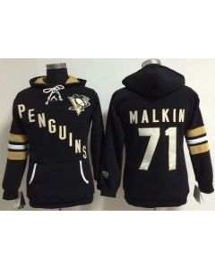 Pittsburgh Penguins #71 Evgeni Malkin Black Women's Old Time Heidi NHL Hoodie