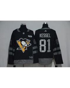 Pittsburgh Penguins #81 Phil Kessel Black Men's 1917-2017 100th Anniversary Stitched NHL Jersey