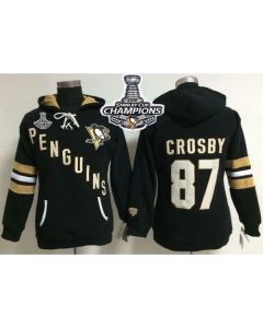 Pittsburgh Penguins #87 Sidney Crosby Black 2016 Stanley Cup Champions Women's Old Time Heidi NHL Hoodie
