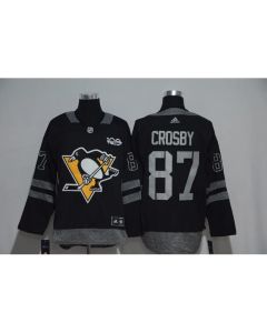 Pittsburgh Penguins #87 Sidney Crosby Black Men's 1917-2017 100th Anniversary Stitched NHL Jersey