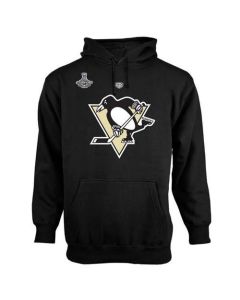 Pittsburgh Penguins Old Time Hockey Big Logo with Crest 2016 Stanley Cup Champions Pullover Hoodie Black