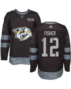 Predators #12 Mike Fisher Black 1917-2017 100th Anniversary Stitched NHL Jersey