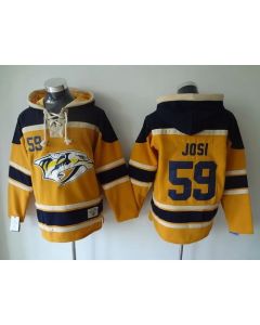 Predators #59 Roman Josi Yellow Sawyer Hooded Sweatshirt Stitched NHL Jersey