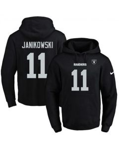 Raiders #11 Sebastian Janikowski Black Name & Number Pullover NFL Hoodie
