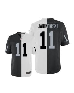 Raiders #11 Sebastian Janikowski White/Black Men's Stitched NFL Elite Split Jersey
